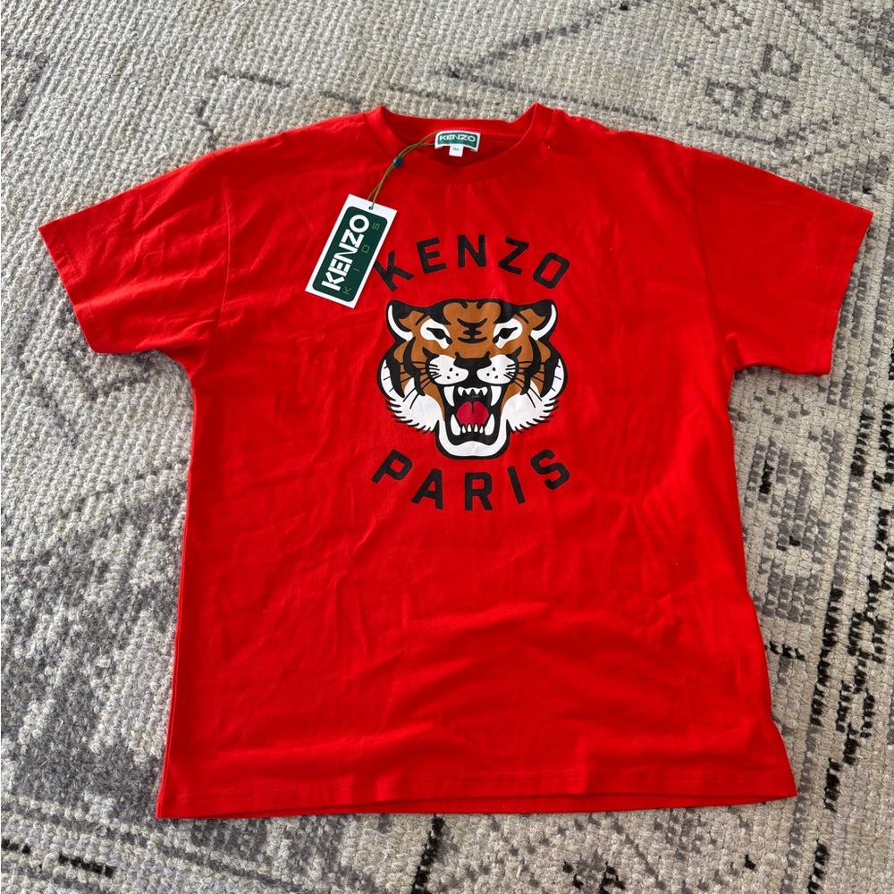 KENZO Paris Red Tiger Logo Kids T-Shirt Size 14A NWT
